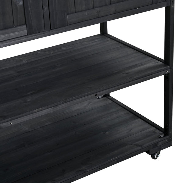 English Elm Topmax Modular Fir Wood Outdoor Kitchen Cart Stainless Steel Prep Station Black N717P417963B