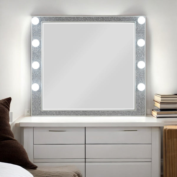 English Elm Sliverfluff Mirrored Frame with Champagne Finish Accent, Modern 31"x33" Wall Mirror with Acrylic Shine and Durable Wood Construction Champagne 43 L x 37 W x 5 H B2726P271966