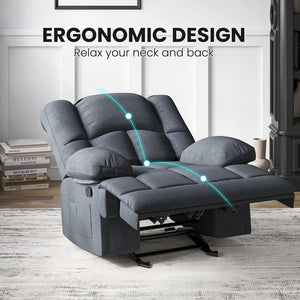 English Elm Oversized Rocking Rocker Recliner Chair with Ergonomic Support, Tool-Free 5-Minute Assembly Comfort Dark Gray T3623P380109