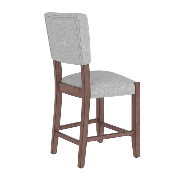 English Elm Mid Retro Counter Stools Set of 4 — Linen Upholstered Backed Bar Chairs with Solid Wood Legs, Durable 250lb Capacity Grey N752P269653E