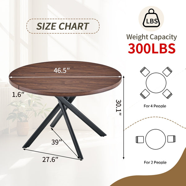 English Elm Round Foldable Mdf Dining Table with Radial Legs for Small Space Bistro Interiors Dark Walnut W3493P462092