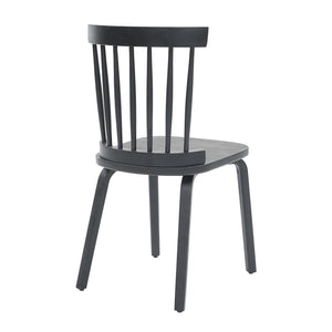 English Elm Windsor Dining Chairs Set Of 4, Ergonomic Spindle Back, Black Wood For Farmhouse & Modern Décor W2069P293308-GIGA