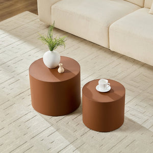 English Elm Modern Saddle Leather Mdf Side Table Compact Accent for Living Room or Office Brown W2085P399097