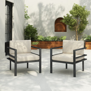 English Elm Christopher Knight Home® - [Set Of 2] 27.7'' Modern Lounge Chairs With Weather-Resistant Cushions For Stylish Outdoor Comfort N767P237029B_2