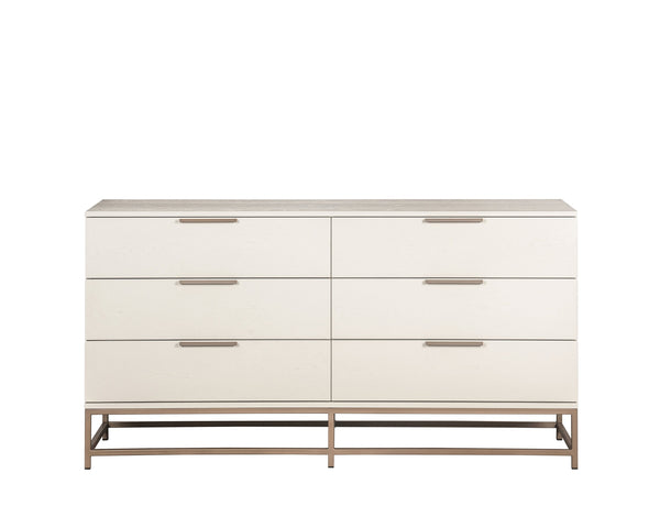 Sunpan Rebel Dresser – Modern Cream Oak Wood Design with 9 Soft Closing Drawers and Elegant Hardware Small - 66W x 19D x 34.25H
