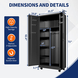 English Elm Metal Rolling Garage Cabinet with Pegboard Door Drawer Locking Storage and Adjustable Shelves T2398P465999