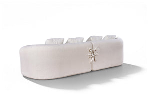 English Elm 110-inch Curved Chenille Modular Cloud Sofa Four Seat Plush Lounge for Living Room White W5527S00004