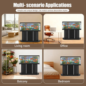 English Elm Modern Engineered Wood Aquarium Stand with Cabinet & Power Hub, 880lb Capacity, Sleek Black Storage N704P350199B