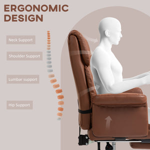 English Elm Homcom Ergonomic Executive Office Chair With Footrest, Pu Leather Upholstery & Lumbar Support, Brown W2225P250007