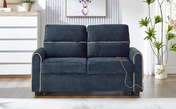 English Elm Swivel Barrel Accent Chair Chenille Tufted Round Club Seat for Living Room Lounge Blue N719S002330C