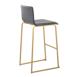 English Elm Mara Contemporary Barstool Set Of 2 In Gold Steel & Grey Faux Leather - Modern Comfort & Style B202P222231