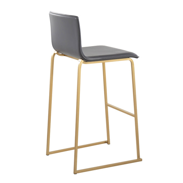English Elm Mara Contemporary Barstool Set Of 2 In Gold Steel & Grey Faux Leather - Modern Comfort & Style B202P222231