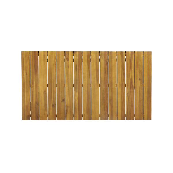 English Elm Ezra Outdoor Bar Table Solid Acacia Slatted Top Matte Black Iron Frame Patio N758P391351N