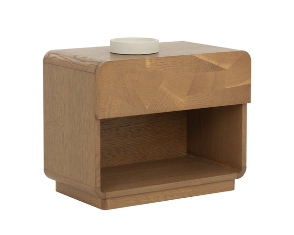 Sunpan Fauna Nightstand: Solid Oak Wood Craftsmanship With Unique Oyster-cut Mosaic Design For Every Bedroom Brown Wood 111792