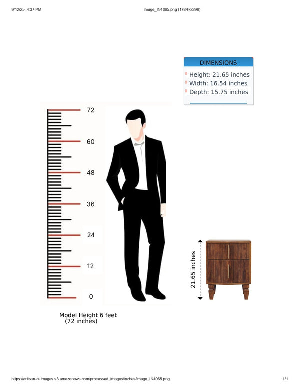 English Elm Solid Wood Louvre Bedside Unit – Rustic Winewood Oak Finish With 2 Drawers For Stylish Storage Solutions B182P372140-GIGA