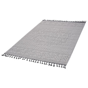 English Elm Loom Medallion Area Rug - 4X6 White/Ivory, Durable Indoor/Outdoor Carpet, Stain-Resistant Design B335P289636