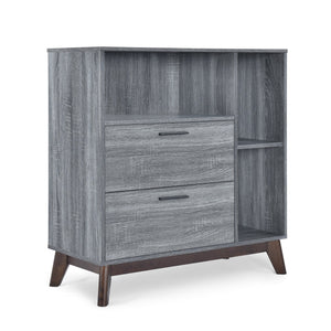 English Elm Christopher Knight Home® - CABINET mid-century modern faux wood storage console with splayed legs, drawers & cubby shelves Grey 67351.00SONGRY