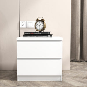 English Elm 19.7-inch Matte Finish Nightstand with Touch Release Drawers for Minimalist Bedrooms White W3151P407885
