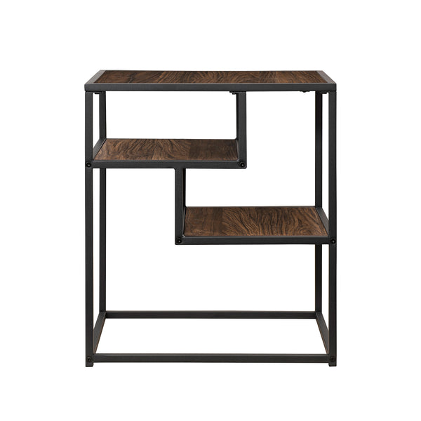 English Elm Walker Edison - Modern Minimal Floating Shelf Side Table Dark Walnut — Sleek 2-Shelf MDF & Steel Accent Table, Warp-Resistant Laminate Finish, Easy Assembly, Perfect for Living Room, Office, Urban Homes B185P168942