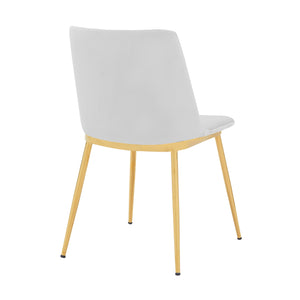 English Elm Opalyn White Velvet Dining Chairs Set of 2 — Luxurious Gold Legs, Modern Accent Seating for Home Decor B2736P354370