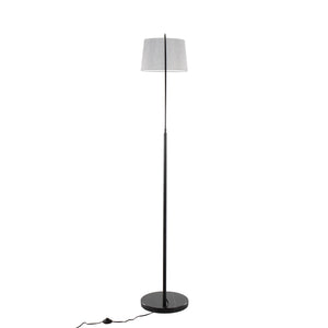 English Elm March Contemporary Floor Lamp: Modern Black Marble Base & Grey Linen Shade For Stylish Ambiance B202S01368