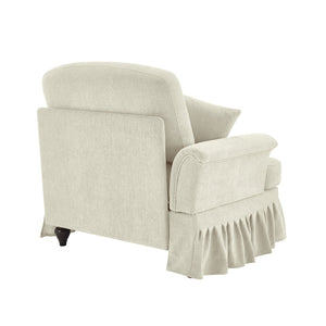 English Elm Sofa Modular Chenille Upholstered with Spindle Legs and Detachable Ruffle Skirt W3041P332558