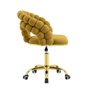 English Elm Modern Velvet Bubble Back Swivel Chair Glam Upholstered Seat for Vanity or Desk Gold,Yellow W3875P442946