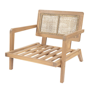 English Elm Outdoor Acacia Wood Club Chairs with Wicker Backs and Beige Cushions Set of 2 N772P381363L