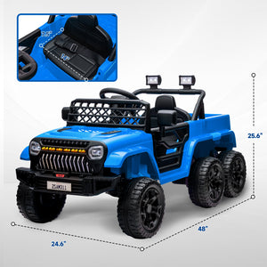 English Elm Qaba 12v Four Motor Kids Electric Ride on Truck with Trailer and Parent Remote Light Blue W2225P249886