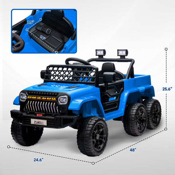 English Elm Qaba 12v Four Motor Kids Electric Ride on Truck with Trailer and Parent Remote Light Blue W2225P249886