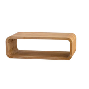 English Elm Modern Racetrack Oval Coffee Table Light Wood Veneer Open Shelf Airy Living Room W3081P352094