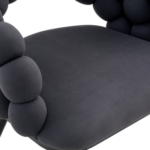 English Elm Set of 2 Sculptural Bubble Backrest Velvet Dining Chairs with Matte Black Legs W3875P370928