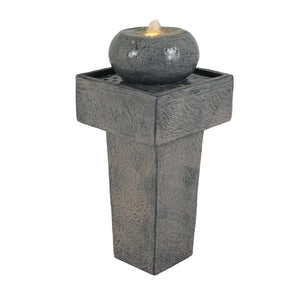 English Elm Christopher Knight Home® - 25.59"H Minimalist Concrete Column Fountain with LED Illumination, Durable Weatherproof Outdoor Accent N765P324547G