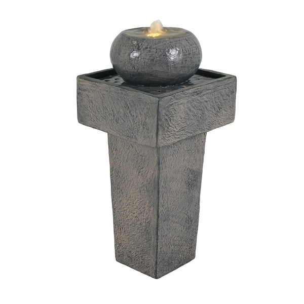 English Elm Christopher Knight Home® - 25.59"H Minimalist Concrete Column Fountain with LED Illumination, Durable Weatherproof Outdoor Accent N765P324547G
