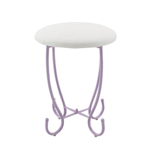 English Elm Priya Elegant Butterfly Vanity Set White & Purple – Oval PU-Wrap Mirror, High-Gloss MDF Table, Padded Stool, Metal Frame Durable Finish B2726P262770