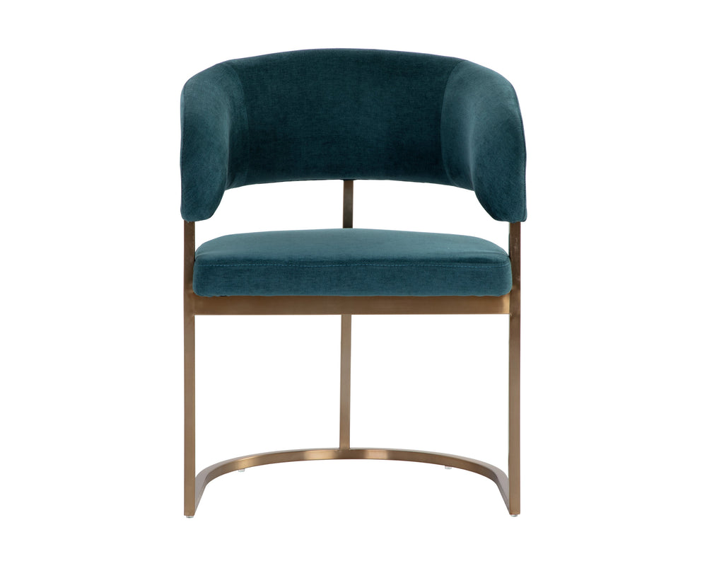 Sunpan Marris Dining Armchair - Modern Elegance with Sleek Design and Luxurious Stainless Steel Frame Gold / Danny Teal