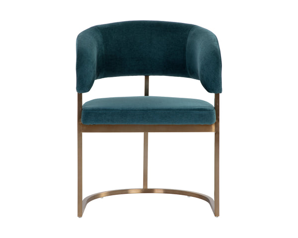 Sunpan Marris Dining Armchair - Modern Elegance with Sleek Design and Luxurious Stainless Steel Frame Gold / Danny Teal