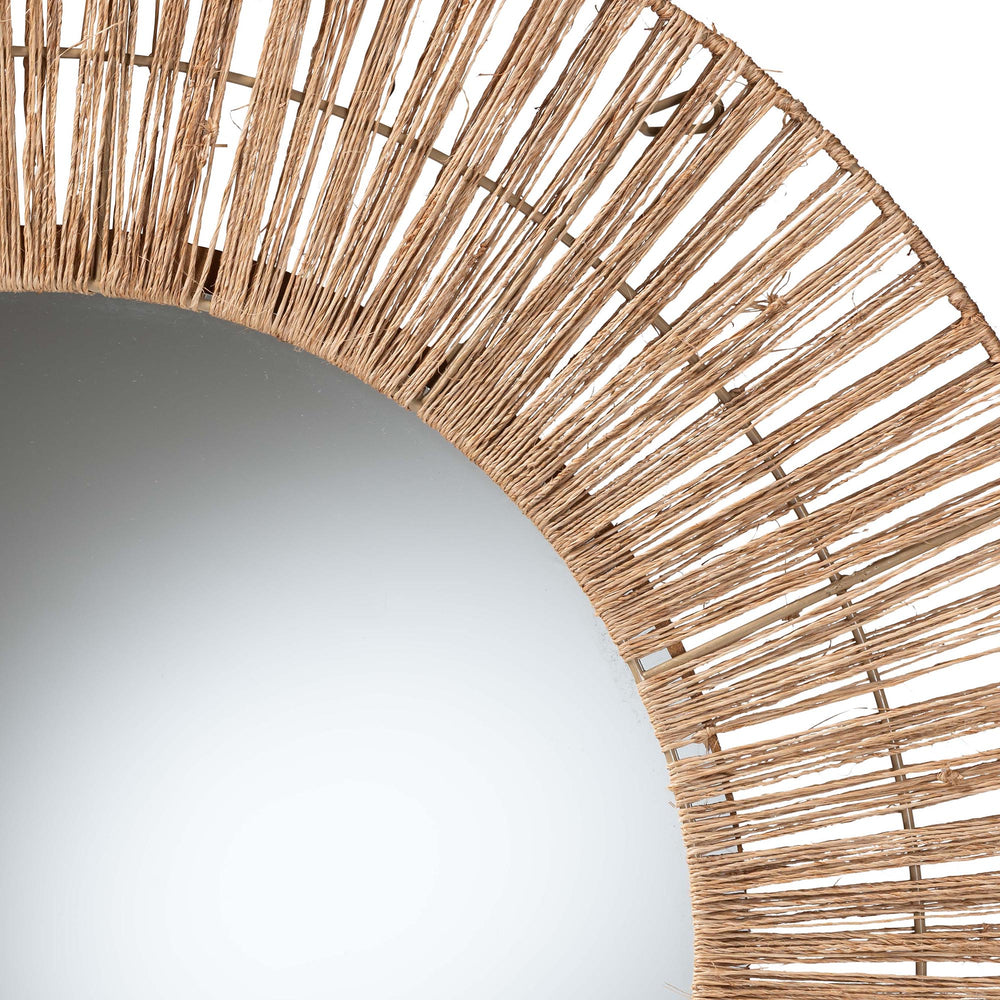 English Elm Modern Rattan Oval Wall Mirror Handcrafted Bohemian Decor for Entryways and Living Rooms B2750P420393