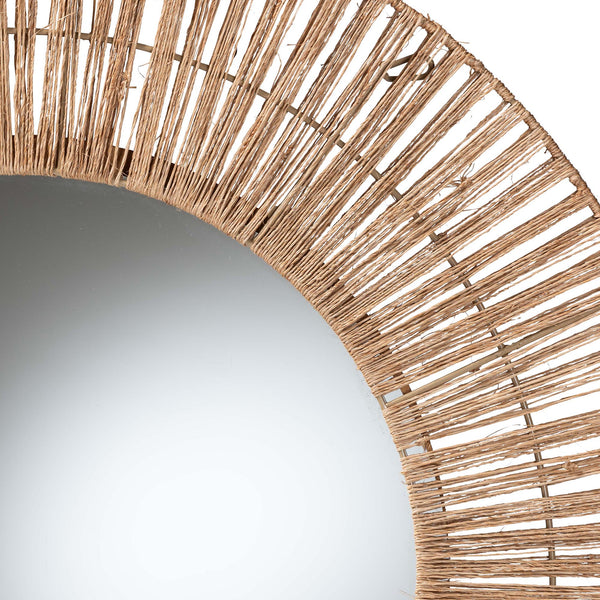 English Elm Modern Rattan Oval Wall Mirror Handcrafted Bohemian Decor for Entryways and Living Rooms B2750P420393