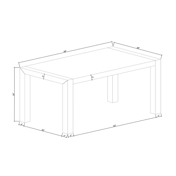 English Elm Dahiris Black Faux Marble Dining Table for 6 — Solid Wood & MDF, Sturdy Large Block Legs, Modern Elegance B201P359586