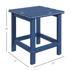 English Elm Outsunny Adirondack Side Table - Weather-Resistant 15" Hdpe Patio Table For Outdoor Spaces, Blue W2225P174462-GIGA