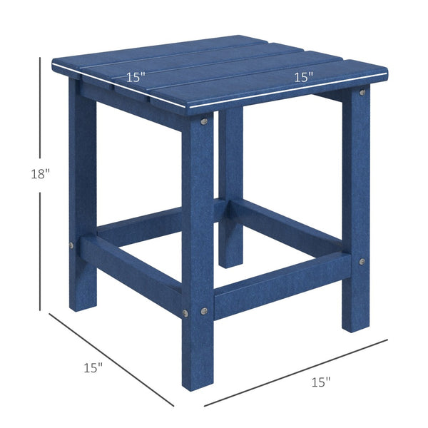 English Elm Outsunny Adirondack Side Table - Weather-Resistant 15" Hdpe Patio Table For Outdoor Spaces, Blue W2225P174462-GIGA