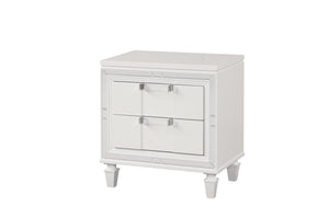 English Elm Genoa Art Deco Nightstand with Embossed Drawer Fronts Mirror Trim and Chrome Acrylic Pulls B078P497939