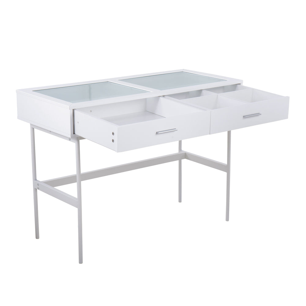 English Elm Zenn Floating Glass End Table Brushed Steel Frame Modern Living Room Accent B202P223381
