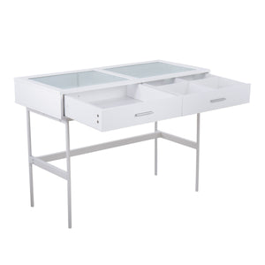 English Elm Zenn Floating Glass End Table Brushed Steel Frame Modern Living Room Accent B202P223381