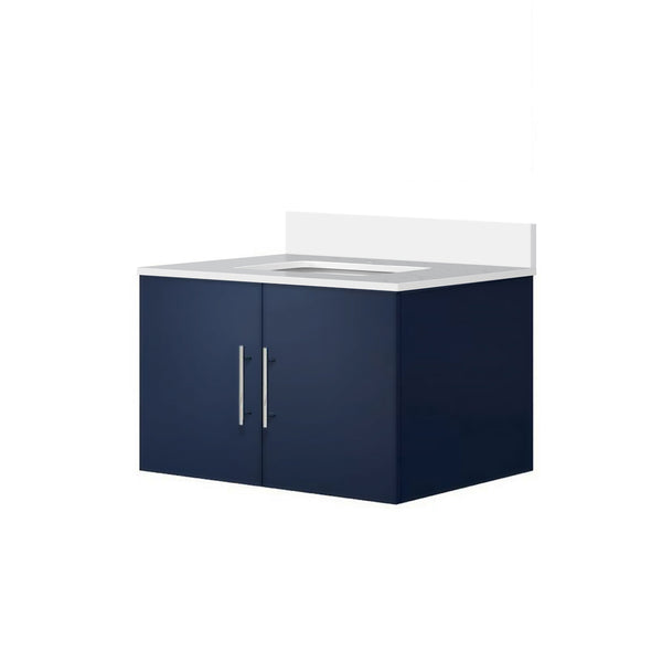 English Elm Navy Solid Wood Bath Vanity 30" x 22" with Cultured Marble Top, Soft-Close, Spacious Storage Durable B2731P258586