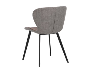 Sunpan Arabella Modern Dining Chair with Clamshell Tufting, Black Steel Legs, Stylish Comfort and Durability Bravo Cognac / November Grey