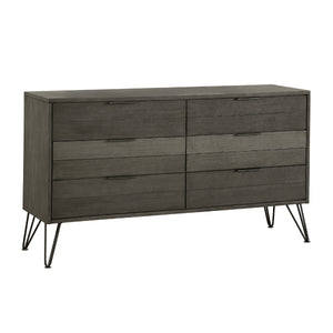 English Elm Contemporary Solid Wood Six Drawer Dresser with Hairpin Legs for Bedroom Storage B056P417104