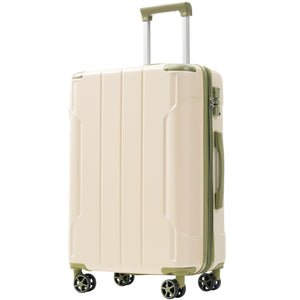 English Elm Hardshell Abs Checked Suitcase with 360 Spinner Wheels Expandable Tsa Lock 28 Inch White+Green N730P296747I