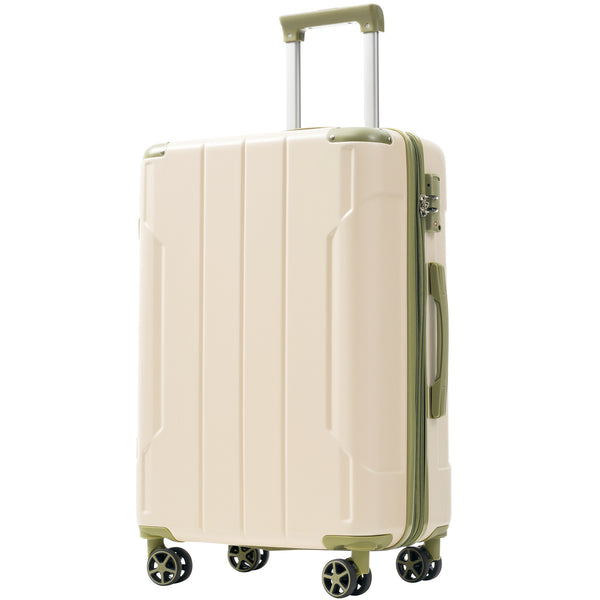 English Elm Hardshell Abs Checked Suitcase with 360 Spinner Wheels Expandable Tsa Lock 28 Inch White+Green N730P296747I